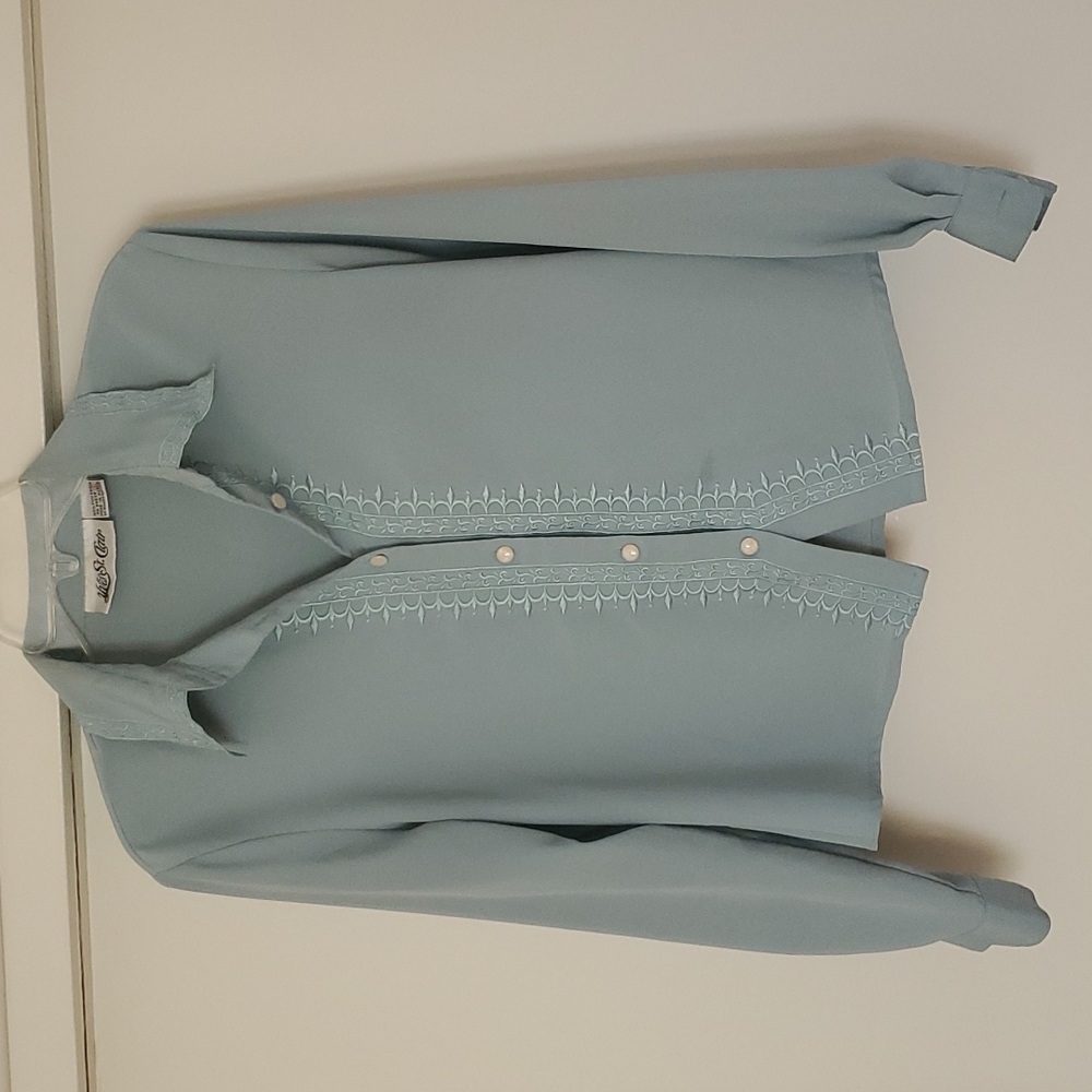 Vintage | Yves st Clair Embroidered Mint Shirt | Size Medium | Button down